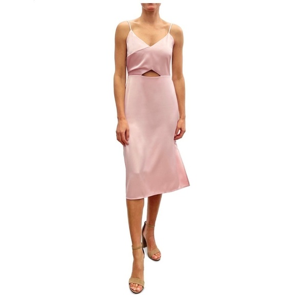 Sam Edelman Cutout Satin Midi Dress Size 10 - Picture 1 of 2